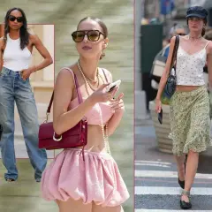 Moda lat 2000: luźne jeansy, crop topy, kwieciste spódnice i błyszczące dodatki. Stylizacje inspirowane Y2K.